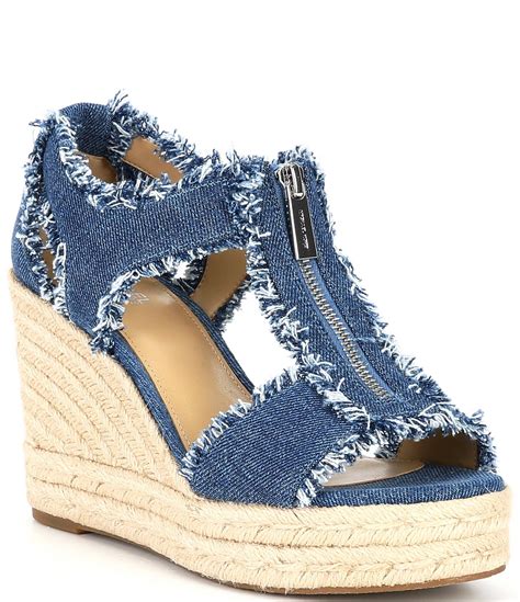 michael kors denim wedge sandals|Michael Kors sandals wedges zipper.